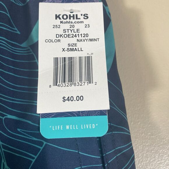 Trinity Coast Swim Trunks Men XS Navy Mint Mesh Lining Side Pockets Floral - Picture 3 of 13